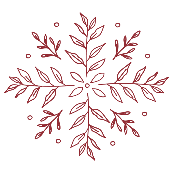 Illustration of leaves in snowflake pattern