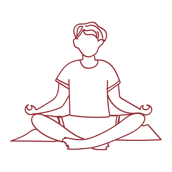 Illustrated icon of person sitting in meditation position on mat