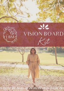 Vision board kit cover with life coach walking in park smiling